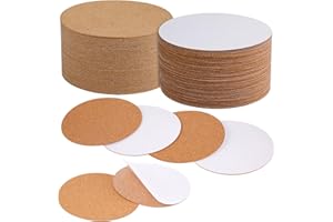 XIHIRCD 50szt Podstawek Korkowych, 9cm Okragle Arkusze Korkowe Samoprzylepne Arkusze Tablicy Korkowej Mata Korkowa Podkladka pod Podkladki, Male Doniczki, Rekodzielo DIY, Meble, Dom