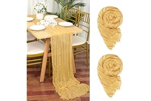 YMHPRIDE 2 Pezzi Runner da Tavola in Garza Oro, 90 x 300cm Oro Runner da Tavola per Formaggio per Matrimonio Addio al Nubilato Baby Shower Decorazioni Feste di Compleanno
