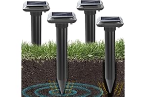 QUEATH Solar Ultrasónico Ahuyentador de Topos, Ahuyentador de Ratas, Impermeable Repelente de Topo Solar para Jardin y Cámping, Anti Topos, Serpientes, Ratones (4 Piezas)