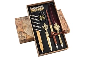 Hethrone Quill Pen Feather Pen Kalligraphie-Stifte-Set mit Füllfederhalter und Tinte
