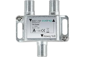 Axing BAB 1–16P Dérivateur 1 Directions 16db Télévision par câble CATV multimédia DVB T2 Classe A + 10 DB, 5–1218 MHz Métal