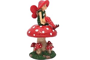 GlitZGlam Lulu la Petite Fée sur Son Champignon détachable - pour Votre Jardin Féérique