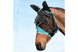 Weatherbeeta Comfitec Mask With Ears - Black Turquoise - Easy Stretch