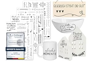 Sugeru Rub On Sticker - 4PCS Set | Sprüche Deko für Geburtstag, Raysin Keraflott, Silikonformen Gießformen, Hochzeit, Familie Folie für Möbel, Glas, Holz, Fotoalbum, Aufkleber Aesthetic (Glücklicher)