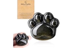 QINJIEJIE Gold Obsidian Crystal Cute Cat Gifts Healing Crystals Worry Stone for Anxiety Relief Halloween Christmas Stocking Stuffer Birthday Gifts Memorial Unique Gift for Women 1.5"