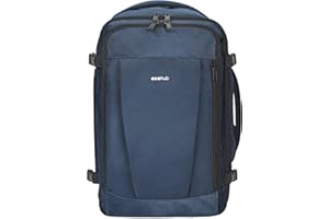 ECOHUB Bagage Cabine 45x36x20 Easyjet, 30L Sac a Dos de Voyage Cabine Avion Imperméable, Bagage a Main Sous Le Siège PET Recyclé, Valise Cabine Easyjet Homme Femme, Brevet en Cours(Bleu)