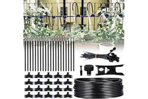 WISDOMGARDEN Bewässerungsnebelsystem, 66ft Nebelleitung, 20 Directional Brass Spray Nozzles, 3/4" Adapter, Nebelsystem für Bauernhof Rasenbewässerung, Outdoor-Nebelkühlsystem für Garten Terrasse