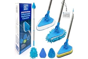 TDBS THE DUSTPAN AND BRUSH STORE Bathroom Tile Cleaner Telescopic Shower Mop Extendable Bath Cleaning Scrubber Tool (New Telescopic Bathroom Cleaning Kit)