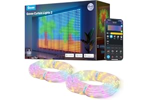 Govee Curtain Lights 3×2m, Tenda LED Intelligente con GIF Fai da Te, Lucine che Cambiano Colore RGBIC, Natale Decorazione Dinamica Intelligente, Impermeabile IP65, Compatibile con Alexa, 1040 LEDs
