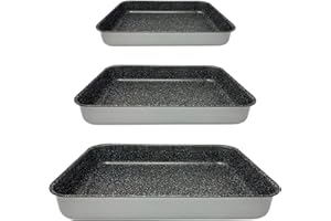 NAMAI -Set 3 Teglie Forno Antiaderente- Lasagnera-Antiaderente -Adatta Per la Lavastoviglie- Alluminio (SET TRIS 35CM 25CM 20CM)