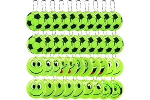 0XBIT 40 Stück Reflektor Anhänger, Gut Sichtbare Reflektor Reflektoren Rucksack Schlüsselanhänger, Smiley Reflektor Kinder Schlüsselanhänger, Geeignet Radfahren, Camping, Nachtlaufen Spazierengehen