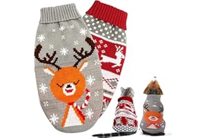 DONGSZQ 2 Pezzi Maglione Natale per Cane Gatto, Maglioni Invernali per Maglieria Morbidi, Maglione per Animali Domestici con Renna di Natale Design, per Gatti, Cani di Piccola, Media e Grande Taglia (L)