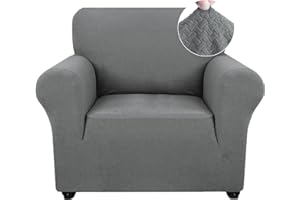 ‎YSTYLE Ystyle Stretch Sofa überzug 1 Sitzer, Elastisch Sofabezug Mit Armlehnen, Jacquard Couch überzug rutschfest, Waschbar Sofa Cover Protector Für Hunde Haustiere, Hellgrau