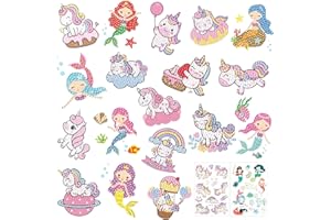 Acuiwer Diamond Painting Enfant DIY Peinture Diamant Enfant 5D Autocollants de Diamant Kits pour Enfant et Adultes Débutants (#2-Uniconr+Nixe-18pcs)