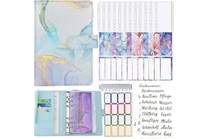 SUPBIKY Budget Planner Deutsch,Spar Challenge Buch Für A6 Budget Binder,Beginner Budget Mit Geld Organizer Sparen Mappe,Finanzplaner Sparbuch,Haushaltsbuch Mit Geldfächer (Hellblau)