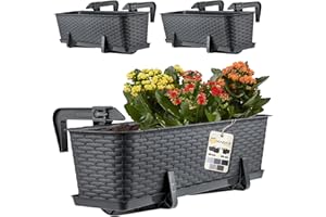 ‎KADAX KADAX Blumenkasten 60 cm 3er Set Balkonkasten – Kunststoff Pflanzkasten für Balkon & Garten, Anthrazit, Wetterfest & Stabil, Ideal für Blumen & Kräuter