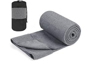 flintronic Telo per Yoga, Antiscivolo Asciugamano da Yoga, 183 * 61cm Morbido Tappetino da yoga, con Asciugamano Rinfrescante, Portable Breathable Mat Towel per Pilates Fitness Bikram (Grigio)