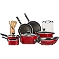 Prestige Classique 16 Piece Non stick cookware Set | Non Stick Cooking Pan Set | 2 Fry Pans, 2 Casseroles, 2 Saucepan, Kadai, 3 Glass Lids, Cutting Board & 5 Spatulas