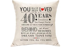 HASODEO 40 Years Old Women Birthday Gifts You Have Been Loved for 40 Years Birthday Decoration Cushion Cover for Turning 40th Dad Mum Auntie Uncle Brother Sister Cushion Souvenir 45 x 45 (40)