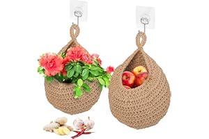 UENNM 2 cesto per frutta da parete, cesto portaoggetti in vimini intrecciato, da appendere alla parete, per frutta e verdura, cestino naturale per la cucina, da tavolo, da appendere alla parete