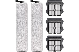MIBUMIKI (5 Stück) Ersatz-Bürstenrollen und HEPA-Filter, Kompatibel Mit Tineco Floor One S3/ iFloor 3 Akku-Nass-Trockensauger, Ersatzteil-Zubehör-Set, 2 Bürstenrollen, 3 HEPA-Filter