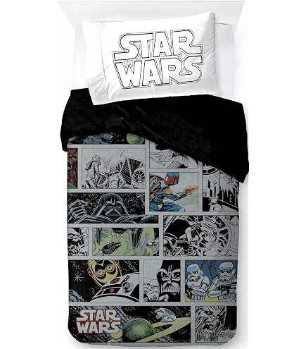 Star Wars Bedding Set – Cotton Duvet Cover & Pillowcase Set, 135x200cm & 80x80cm, Licensed Reversible Design