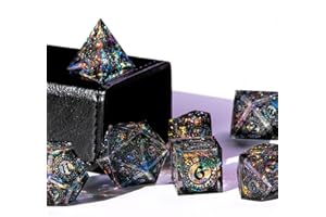 World of Dice - Handmade Sharp Edge DND-Würfelset - Psychodelic Ornament, D20 bis D4 Würfel, ideal für Dungeons and Dragons, Cthulhu, DSA, UVM.