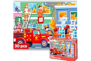 QUOKKA Puzzle Enfant de 3 à 5 Ans - Puzzle 30 Pièces pour Enfant de 2 à 4 Ans - Puzzles Éducatif Pompières pour Enfant de 4 à 6 Ans - Jouets Éducatif Cadeau pour Garçons et Filles 2 3 4 5 Ans