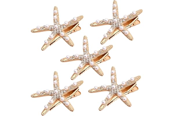 Diamant Épingle à Cheveux, 5 Pièces Étoile de Mer Pince à Cheveux Métal, Mariée Fleur Fille Accessoires pour Mariage, Barrette à Cheveux Strass Barette Cheveux Femme pour Marriage Anniversaire Fête