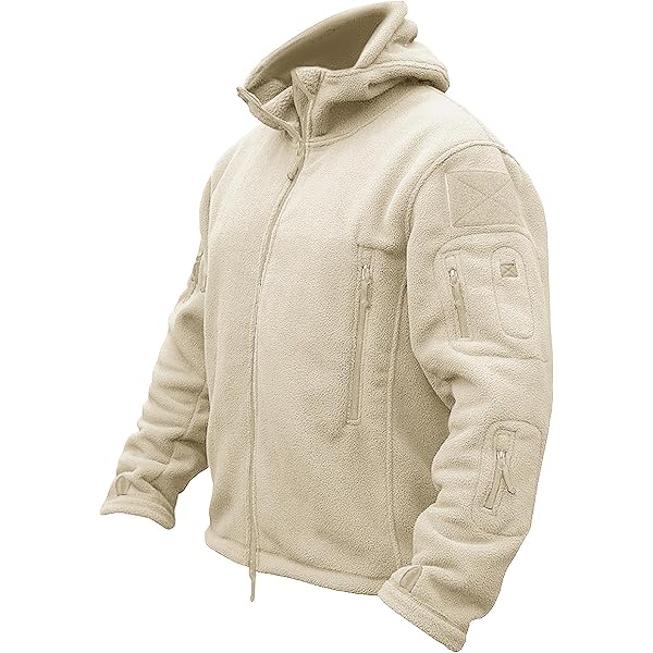 TACVASEN Felpa Tattica da Uomo con Cappuccio Antivento in Pile Militare con Tasche con Zip, Verde militare