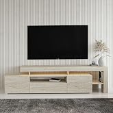 T0014 LED Lighted TV Stand, Living Room TV Unit, Travertine