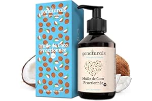 GoNaturals® Huile de Coco Fractionnée -250ml- 100% Pure, Inodore, Légère, Sans Film Gras - Huile de Coco pour Cheveux, Peau, Visage, Ongle - Coconut Oil - Huile de Support Hydratante & Émolliente