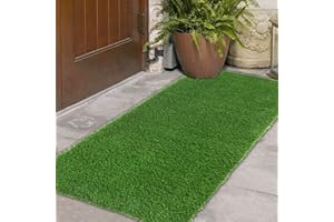 famibay Zerbino per esterni con erba artificiale, cattura sporco antiscivolo, tappeto erboso sintetico Astro tappeto erboso per ingresso, balcone, patio, giardino