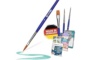‎CREATEK CreaTek - Premium Aquarellpinsel Set [ Handarbeit Made in Germany ] 4 hochwertige Rundpinsel und Flachpinsel 100% Vegan | Perfekt abgestimmtes Aquarell Pinselset | Aquarell Pinsel, Rundpinsel Aquarell