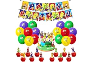 AINVLIYA 34PCS Teletu Baby Party Decorations, Teletu Theme Birthday Decorations With Banner Latex Balloons Cake Topper Cupcake Toppers, Teletu Baby Birthday Party Supplies for Kids Boys And Girls