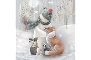 Noel Tatt Charity Christmas Card Pack of 10 - Snowman and Woodland Animals Design - Christmas Card Multipack - In Aid of UK Charities