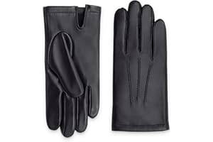 GLOVE STORY Gants Cuir d'Agneau pour Homme avec Doublure 100% Polyester Chaud - Matière Élégante, Douce et Confortable -Idéal en Hiver - Fabrication Artisanale