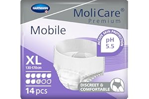 ‎MOLICARE MoliCare Premium Mobile Einweghose: Diskrete Anwendung bei Inkontinenz für Frauen und Männer; 8 Tropfen, Gr. XL (130-170 cm Hüftumfang), 14 Stück