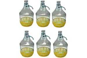 ‎LILAWELT24 lilawelt24 6 STÜCK 5L Gärballon mit BÜGELVERSCHLUSS und Kunststoffkorb Flasche Glasballon Weinballon Bügelflasche Glasflasche