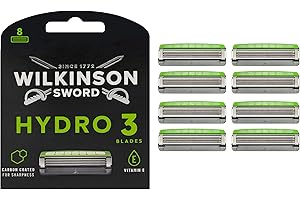 ‎WILKINSON SWORD WILKINSON SWORD - Hydro 3 Rasierklingen für Männer | Feuchtigkeitsspendendes Gel | Packung mit 8 Rasierklingen