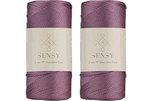 S SENSY 2 Garnstrange Sensy Premium 2 mm 230 Meter Polyester-Seil, 100% Polypropylen-Kordel Makramee-Kordel 2 mm Häkeltasche Kordel Makramee Seil Häkelgarn Geschenk für Strickwaren (Pflaume)
