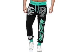 L.gonline Herren Jogginghose lang | Sweat Hose | 100% Baumwolle | gemütliche Sporthose | Rippstrickbündchen | Fitness | Tunnelzug | Trainings-Hose | Enger Beinabschluss | Monte Carlo 592
