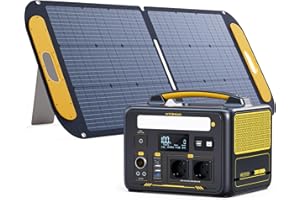 VTOMAN Jump 600X Centrale Elettrica Portatile con 110W Pannello Solare - 600W/299Wh LiFePO4 Batteria Power Station Generatore Solare, Capacità Espandibile a 939Wh, per Campeggio, Emergenza, Viaggio