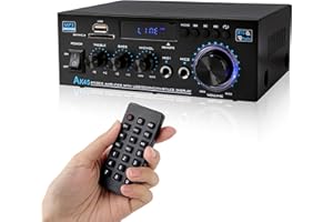 ACMOMO Amplificatore Bluetooth 800W, RMS 40W×2 Amplificatore HiFi, Ricevitore Amplificatore Stereo Amp per Home Theater, Altoparlante Auto W/Mic USB FM Radio Stereo (AK45)