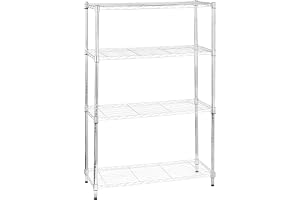 Amazon Basics Smal förvaringsenhet med 4 höjdjusterbara hyllor och nivelleringsfötter, 640 kg maxvikt, krom, 35,6 cm D x 91,4