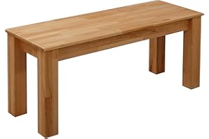 KROKWOOD Bonn Solid Beech Wood Bench – Durable Wooden Dining Bench – Easy Assembly with Hardware Included (100x35x45 cm)