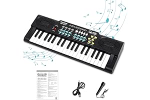 CACOE 37 Clavier Piano Numérique, Piano Numérique avec Microphone pour Cadeau d'enfants, Jouet Piano Electronique pour Enfants et Débutants
