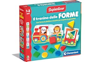 Clementoni Sapientino Montessori - Il Trenino delle Forme, Gioco Educativo per Bambini 1-3 Anni, Puzzle a Incastro per Riconoscere Gli Animali e la Geometria, Made in Italy, Lingua Italiana, 16865