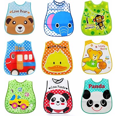 Bavaglini Bottoni Pressione Bavaglini Neonato AMANDELIZABE - Set 4 Pezzi Lavabili Con Bottoni A Pressione - Impermeabili E Morbidi Bavaglini Con Bottoni Pressione