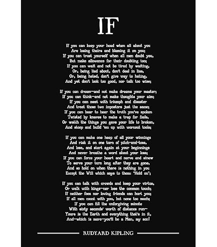 IF Poem Art Print by Rudyard Kipling - Poster da parete con scritta If you can di Kipling (12,7 x 17,8 cm, avorio) : Rudyard Kipling